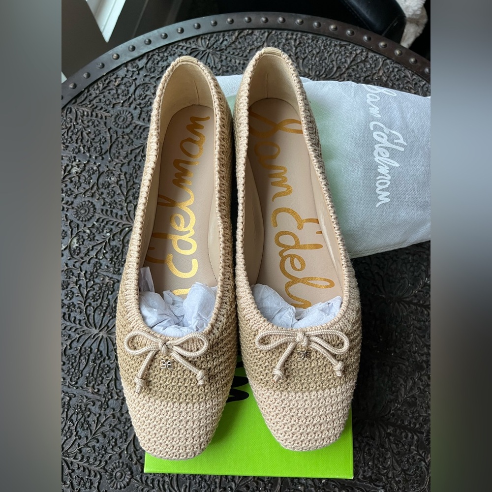 SAM EDELMAN MADISON CROCHET BALLET FLATS IN SUMMER SAND 8 - Picture 6 of 8